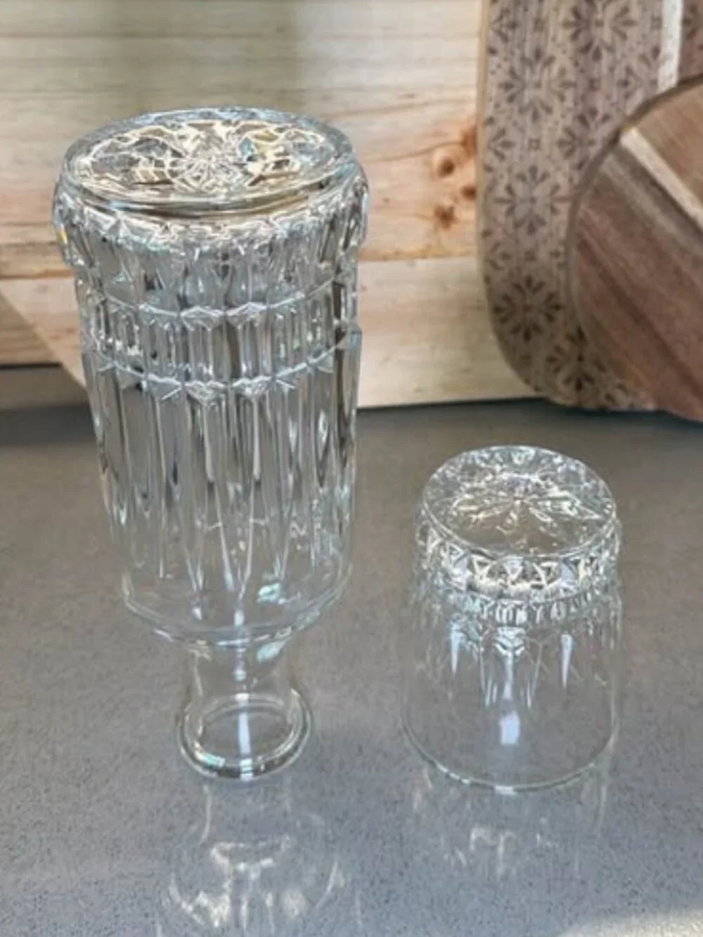 Vintage Cut Glass Bedside Water Carafe and Tumbler Set